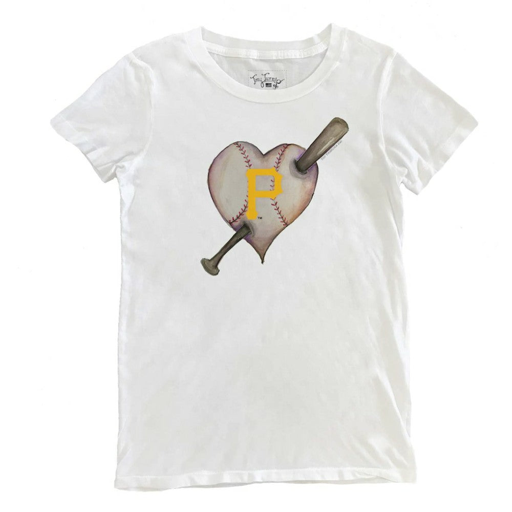 Pittsburgh Pirates Tiny Turnip Women's Heart Bat T-Shirt - MLB T-shirts