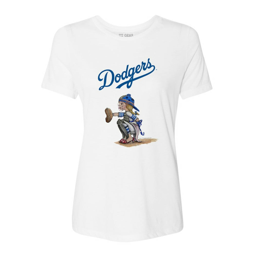 Los Angeles Dodgers Tiny Turnip Women's Kate the Catcher T-Shirt - MLB T-shirts