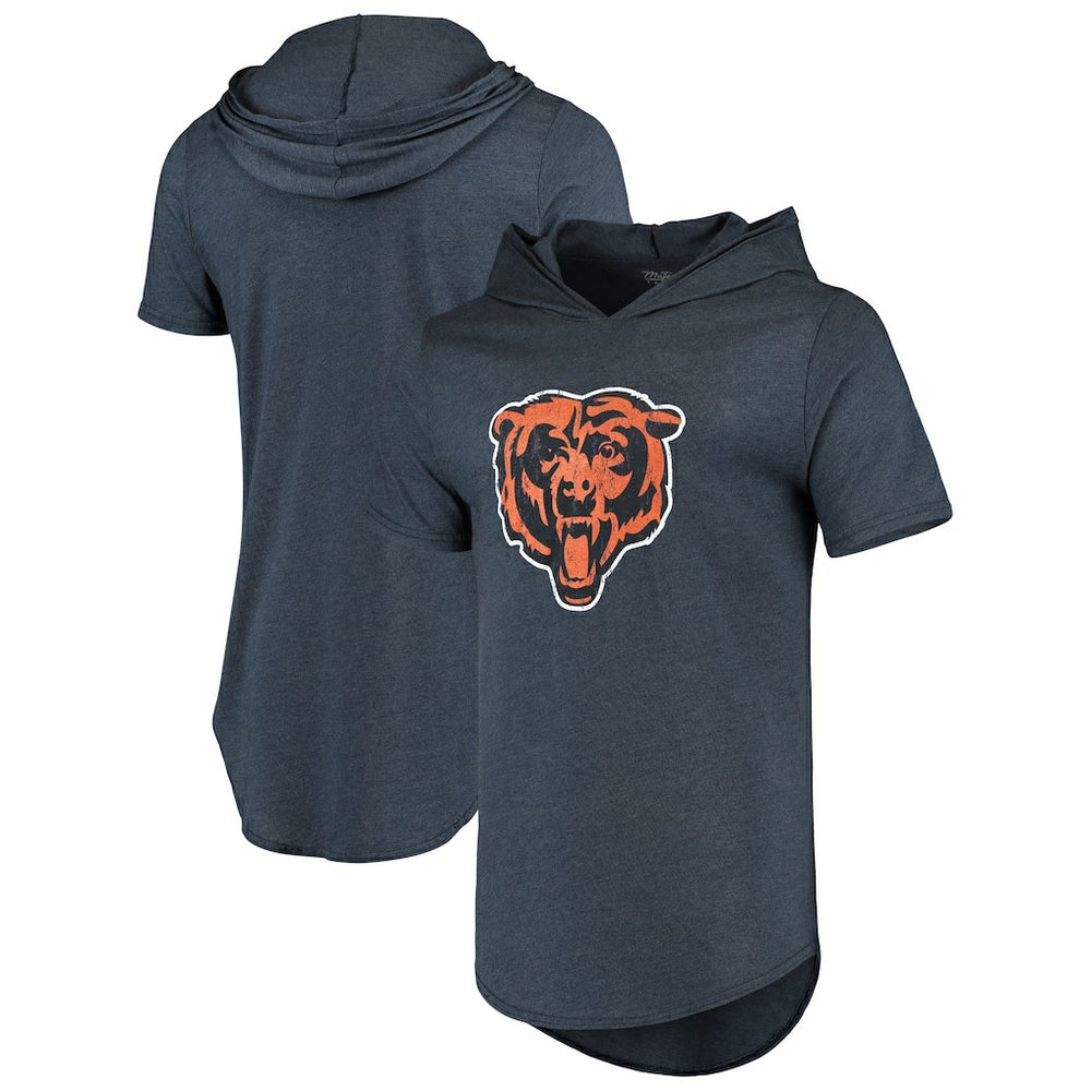 Chicago Bears Majestic Threads Primary Logo Tri-Blend Hoodie T-Shirt | NFL Discount