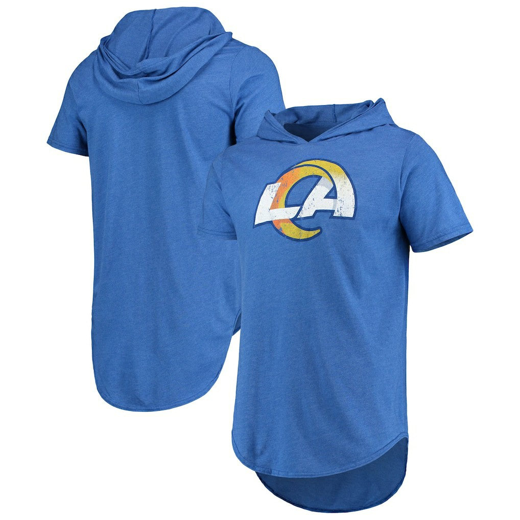 Los Angeles Rams Majestic Threads Primary Logo Tri-Blend Hoodie T-Shirt | NFL US