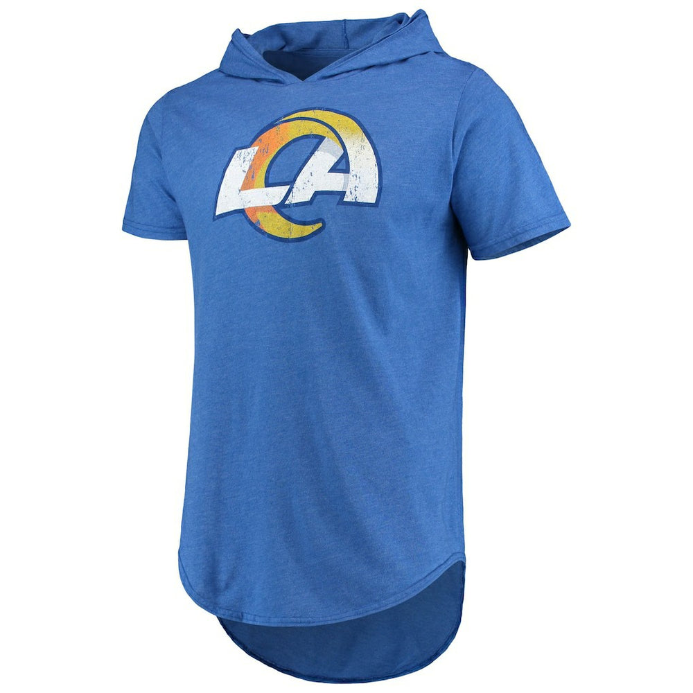 Los Angeles Rams Majestic Threads Primary Logo Tri-Blend Hoodie T-Shirt | NFL US