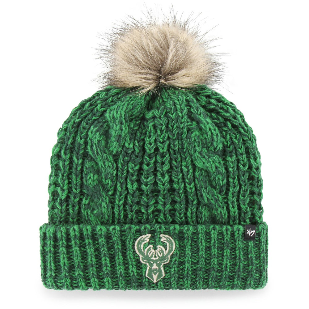 Hunter Green Milwaukee Bucks '47 Women's Meeko Cuffed Knit Hat with Pom | NBA