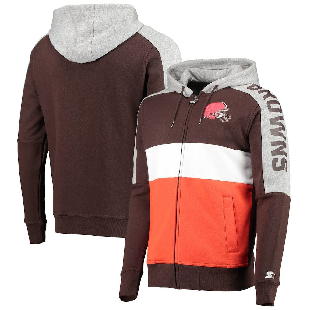 Cleveland Browns Starter Playoffs Color Block Full-Zip Hoodie | NFL Discount