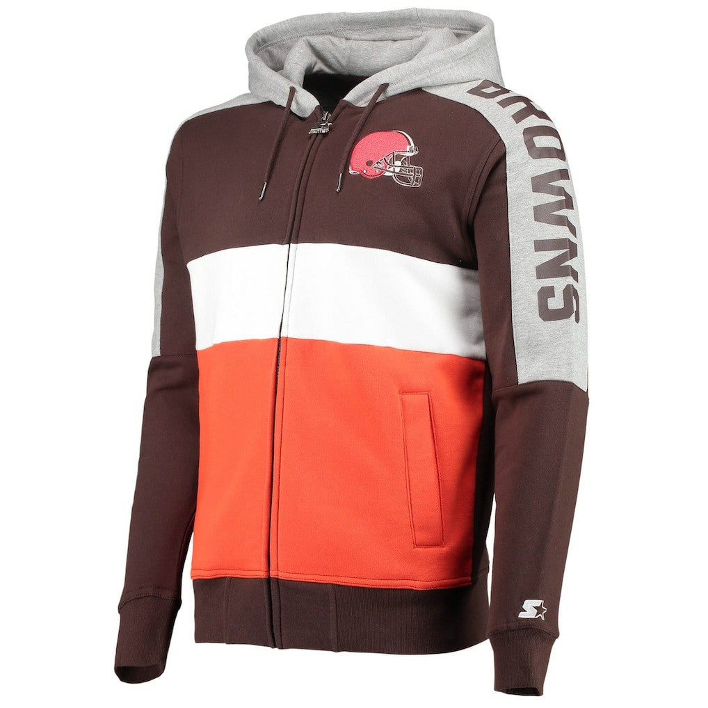 Cleveland Browns Starter Playoffs Color Block Full-Zip Hoodie | NFL Discount