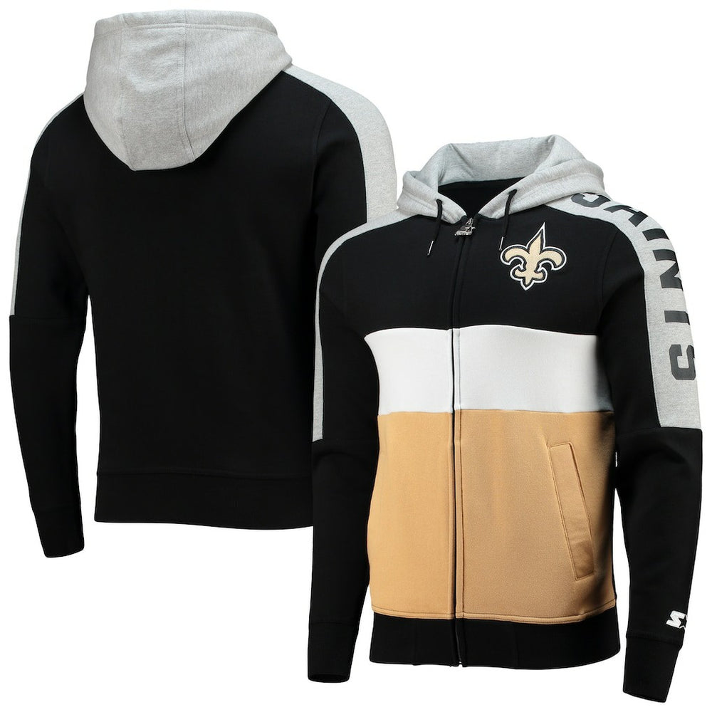 New Orleans Saints Starter Playoffs Color Block Full-Zip Hoodie | NFL Near me