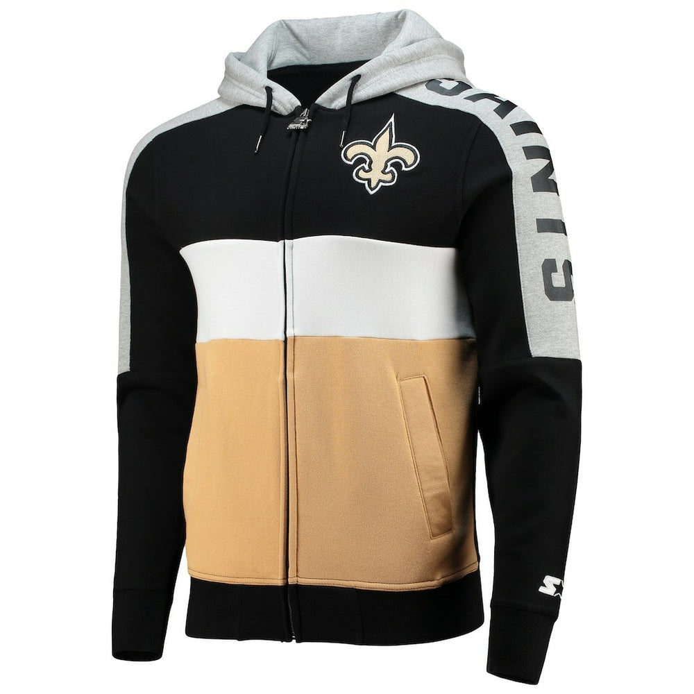 New Orleans Saints Starter Playoffs Color Block Full-Zip Hoodie | NFL Near me
