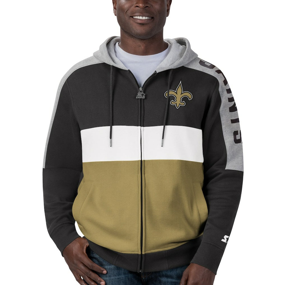 New Orleans Saints Starter Playoffs Color Block Full-Zip Hoodie | NFL Near me
