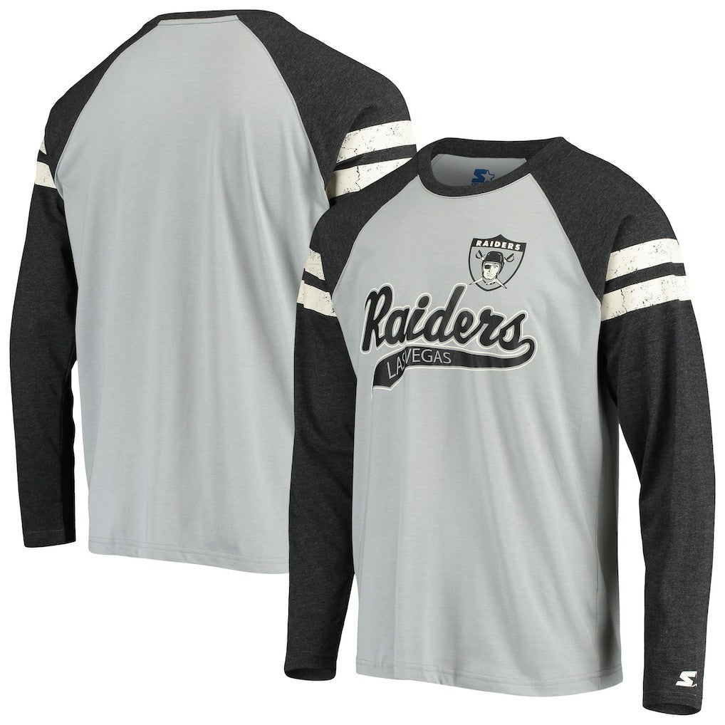 Las Vegas Raiders Starter Throwback League Raglan Long Sleeve Tri-Blend T-Shirt | NFL New