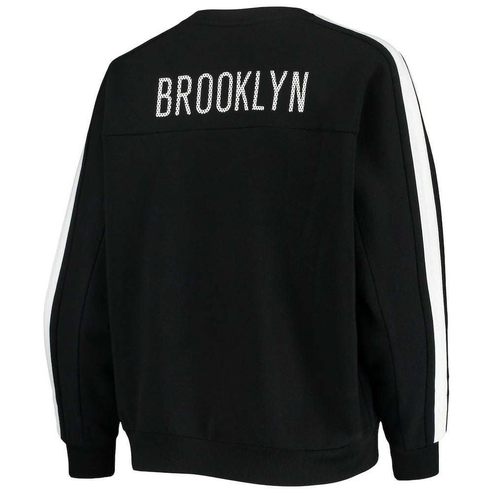 Black Brooklyn Nets The Wild Collective Women's Perforated Logo Pullover Sweatshirt | NBA