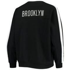 Black Brooklyn Nets The Wild Collective Women's Perforated Logo Pullover Sweatshirt | NBA