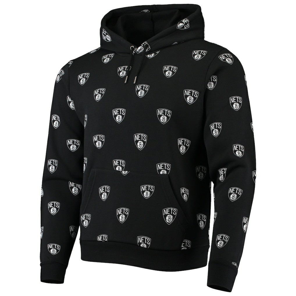 Black Brooklyn Nets The Wild Collective Unisex Allover Logo Pullover Hoodie | NBA