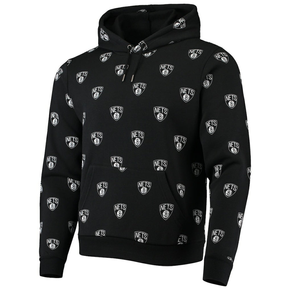 Black Brooklyn Nets The Wild Collective Unisex Allover Logo Pullover Hoodie | NBA