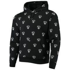 Black Brooklyn Nets The Wild Collective Unisex Allover Logo Pullover Hoodie | NBA