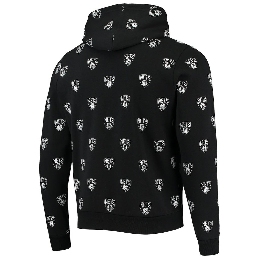 Black Brooklyn Nets The Wild Collective Unisex Allover Logo Pullover Hoodie | NBA