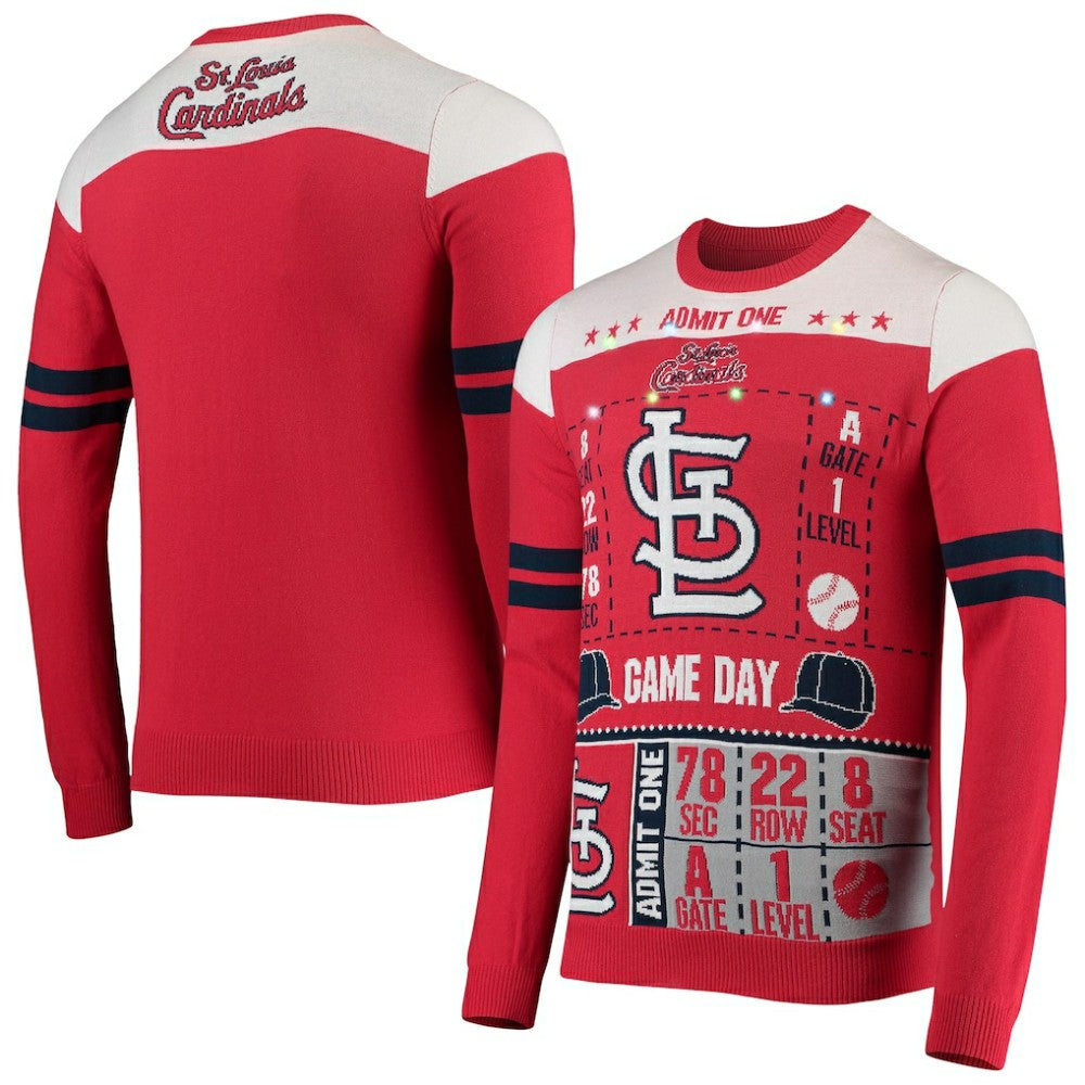 St. Louis Cardinals FOCO Ticket Light-Up Ugly Sweater - MLB