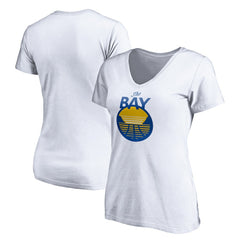 White Golden State Warriors Women's The Bay Logo V-Neck T-Shirt sale | NBA