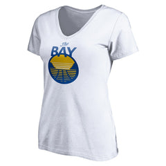 White Golden State Warriors Women's The Bay Logo V-Neck T-Shirt sale | NBA