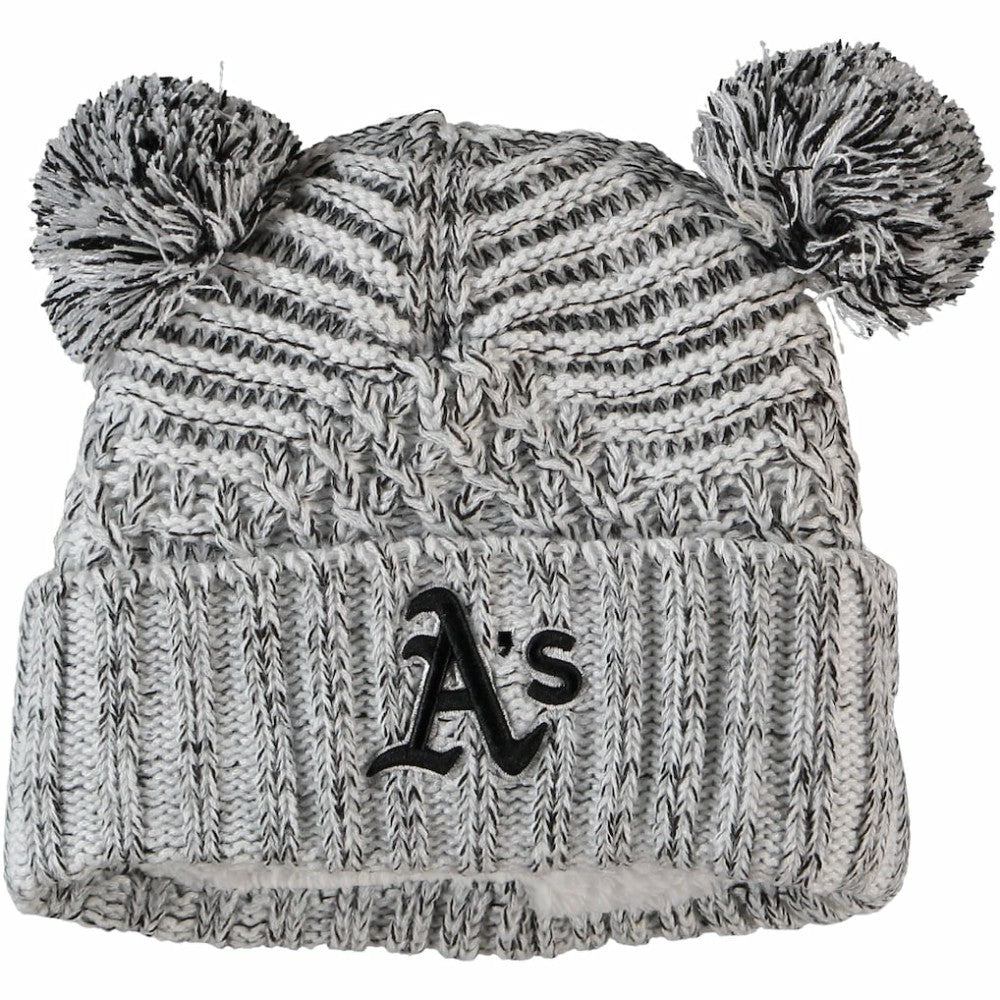 Athletics New Era Women's Dual Cuffed Knit Hat with Poms - MLB Hats