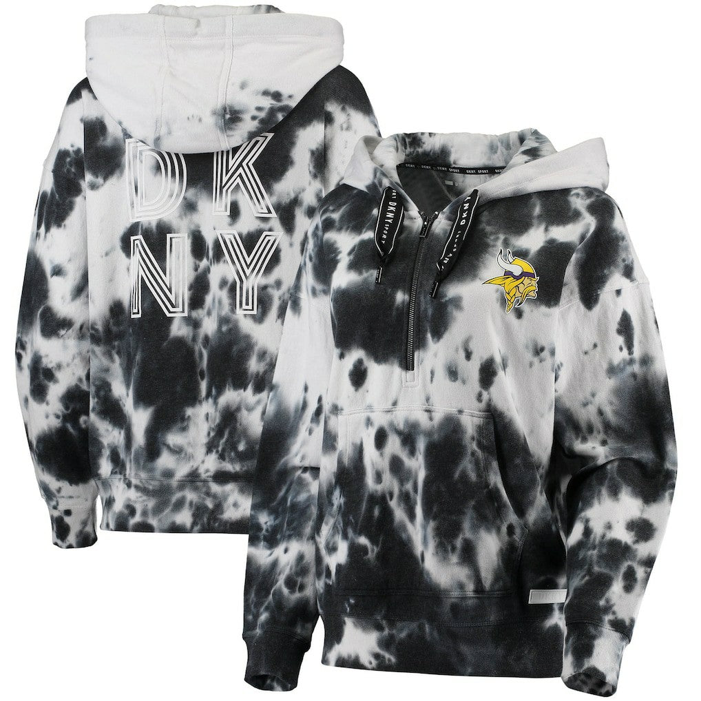 Minnesota Vikings DKNY Sport Women's Dakota Oversized Tie-Dye Half-Zip Hoodie | NFL Discount