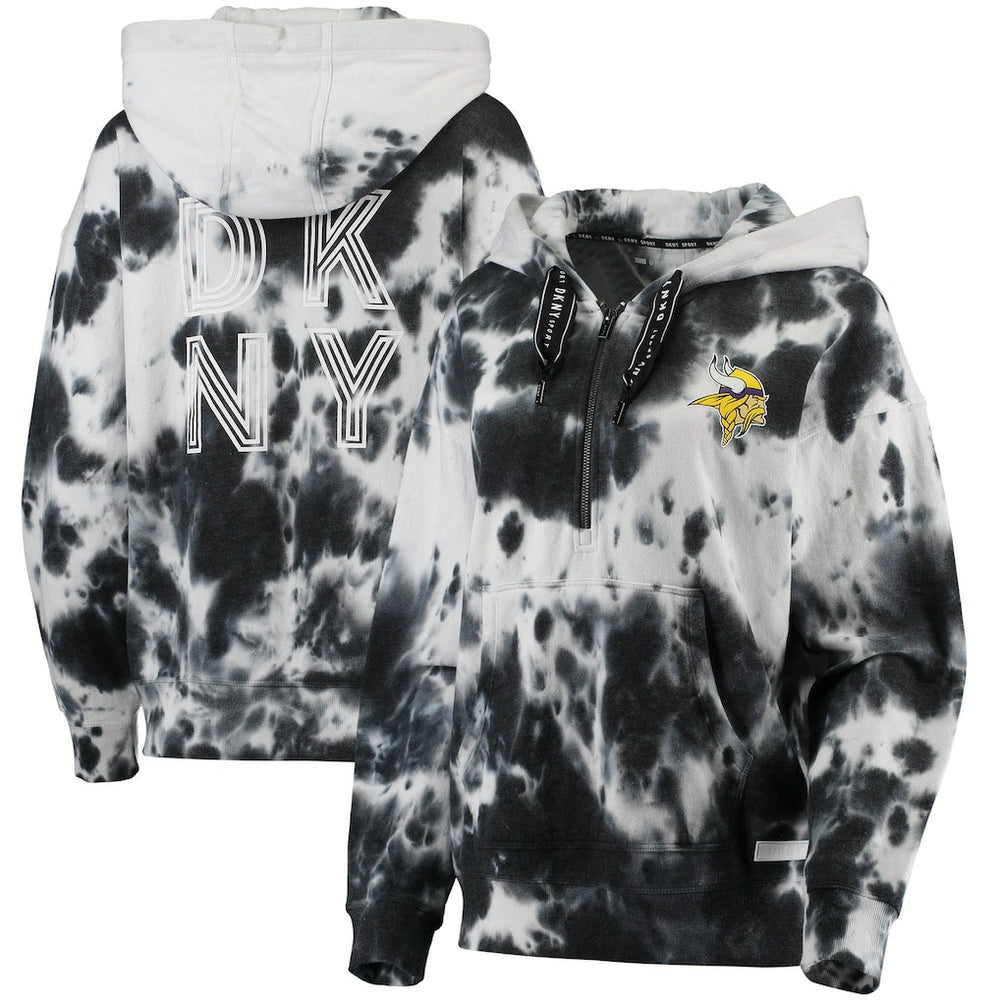Minnesota Vikings DKNY Sport Women's Dakota Oversized Tie-Dye Half-Zip Hoodie | NFL Discount
