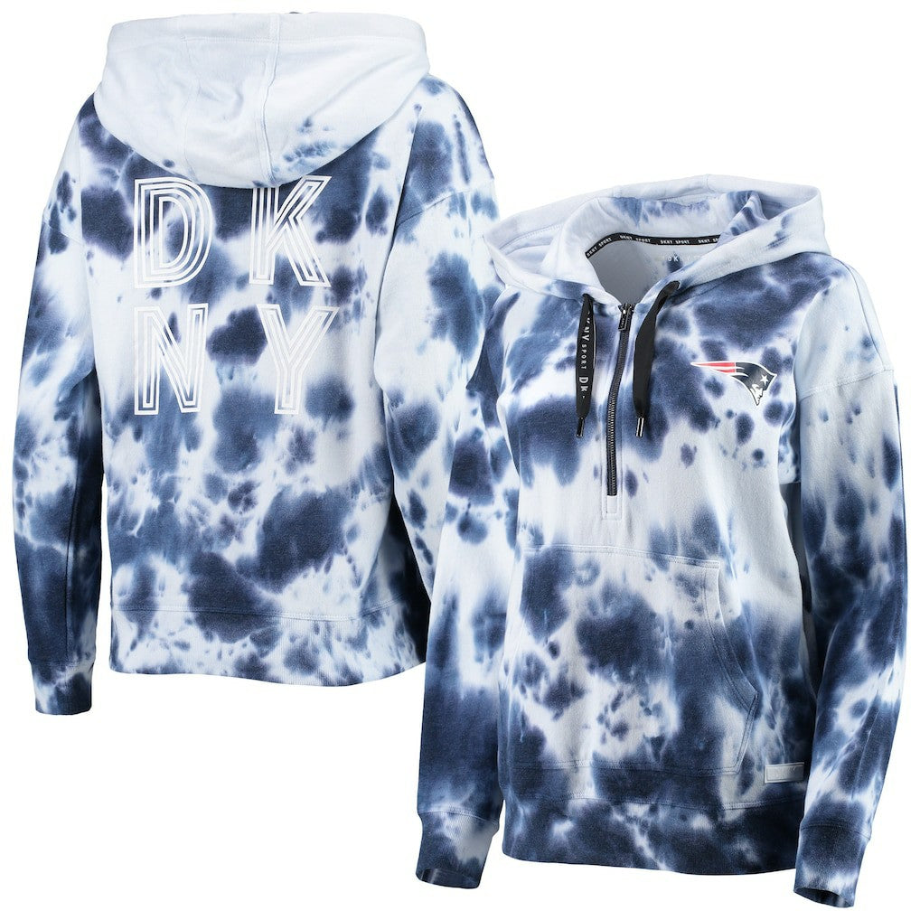 New England Patriots DKNY Sport Women's Dakota Oversized Tie-Dye Half-Zip Hoodie | NFL Sale