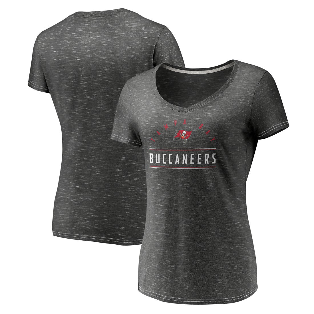Tampa Bay Buccaneers Women's League Leader Space Dye V-Neck T-Shirt | NFL Hot