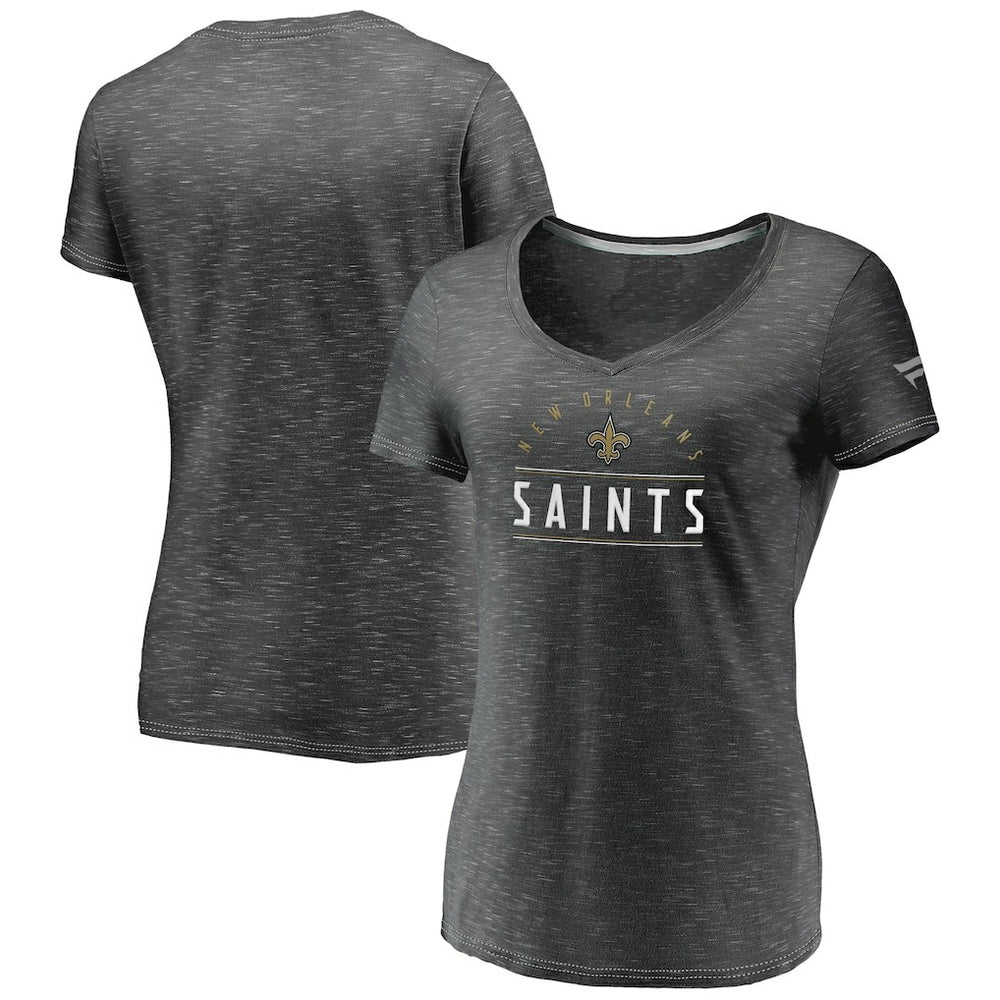 New Orleans Saints Women's League Leader Space Dye V-Neck T-Shirt | NFL Discount