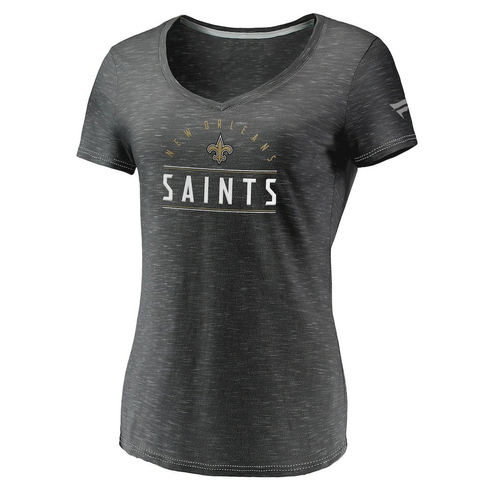 New Orleans Saints Women's League Leader Space Dye V-Neck T-Shirt | NFL Discount