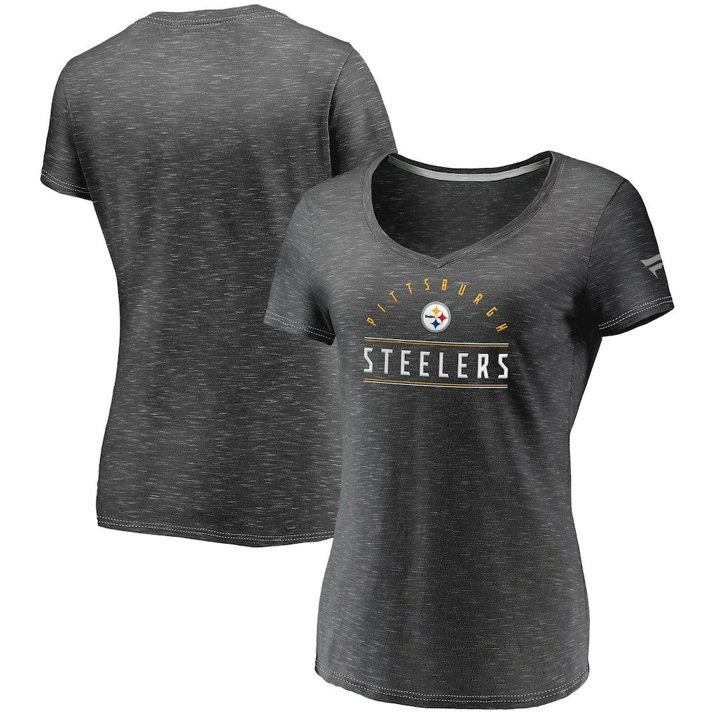 Pittsburgh Steelers Women's League Leader Space Dye V-Neck T-Shirt | NFL New