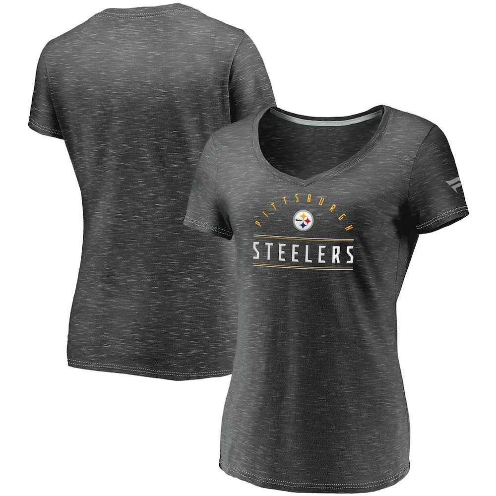 Pittsburgh Steelers Women's League Leader Space Dye V-Neck T-Shirt | NFL New