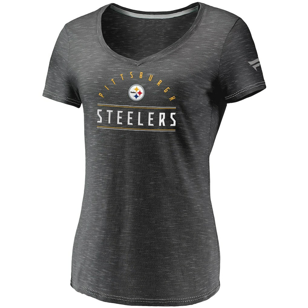 Pittsburgh Steelers Women's League Leader Space Dye V-Neck T-Shirt | NFL New