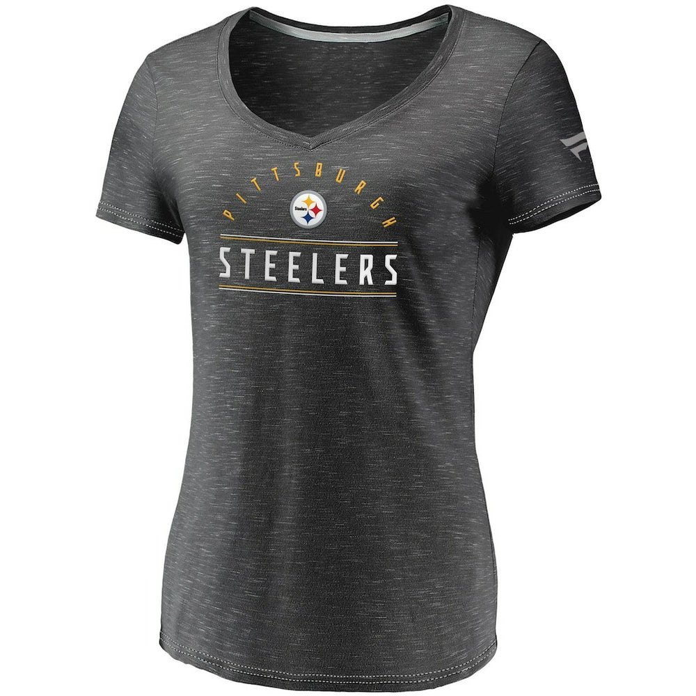 Pittsburgh Steelers Women's League Leader Space Dye V-Neck T-Shirt | NFL New