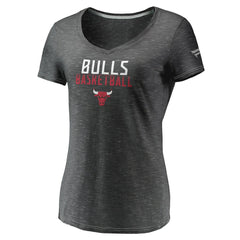 Charcoal Chicago Bulls Women's Double-Fade Space-Dye V-Neck T-Shirt sale | NBA