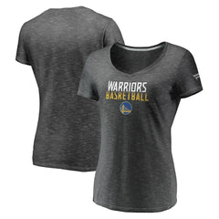 Charcoal Golden State Warriors Women's Double-Fade Space-Dye V-Neck T-Shirt sale | NBA