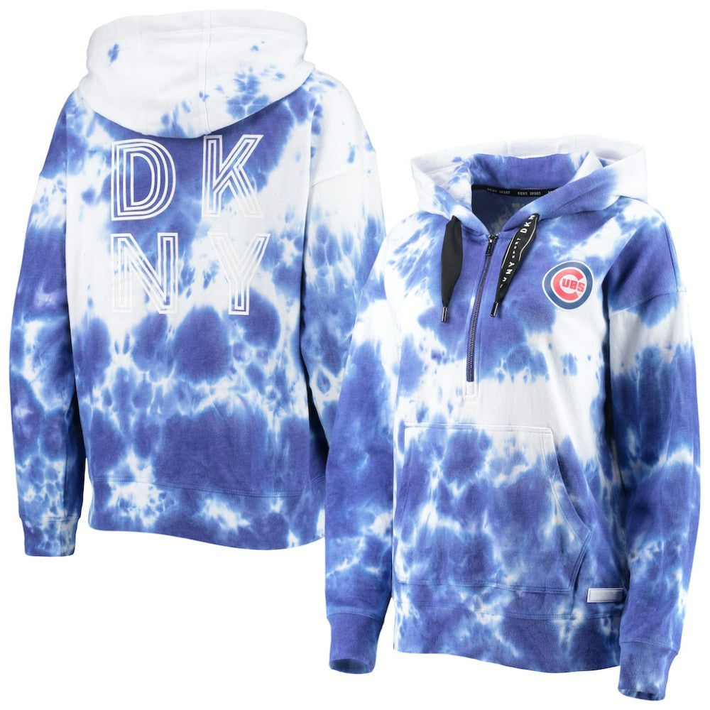 Chicago Cubs DKNY Sport Women's Dakota Tie-Dye Half-Zip Hoodie - MLB Hoodies