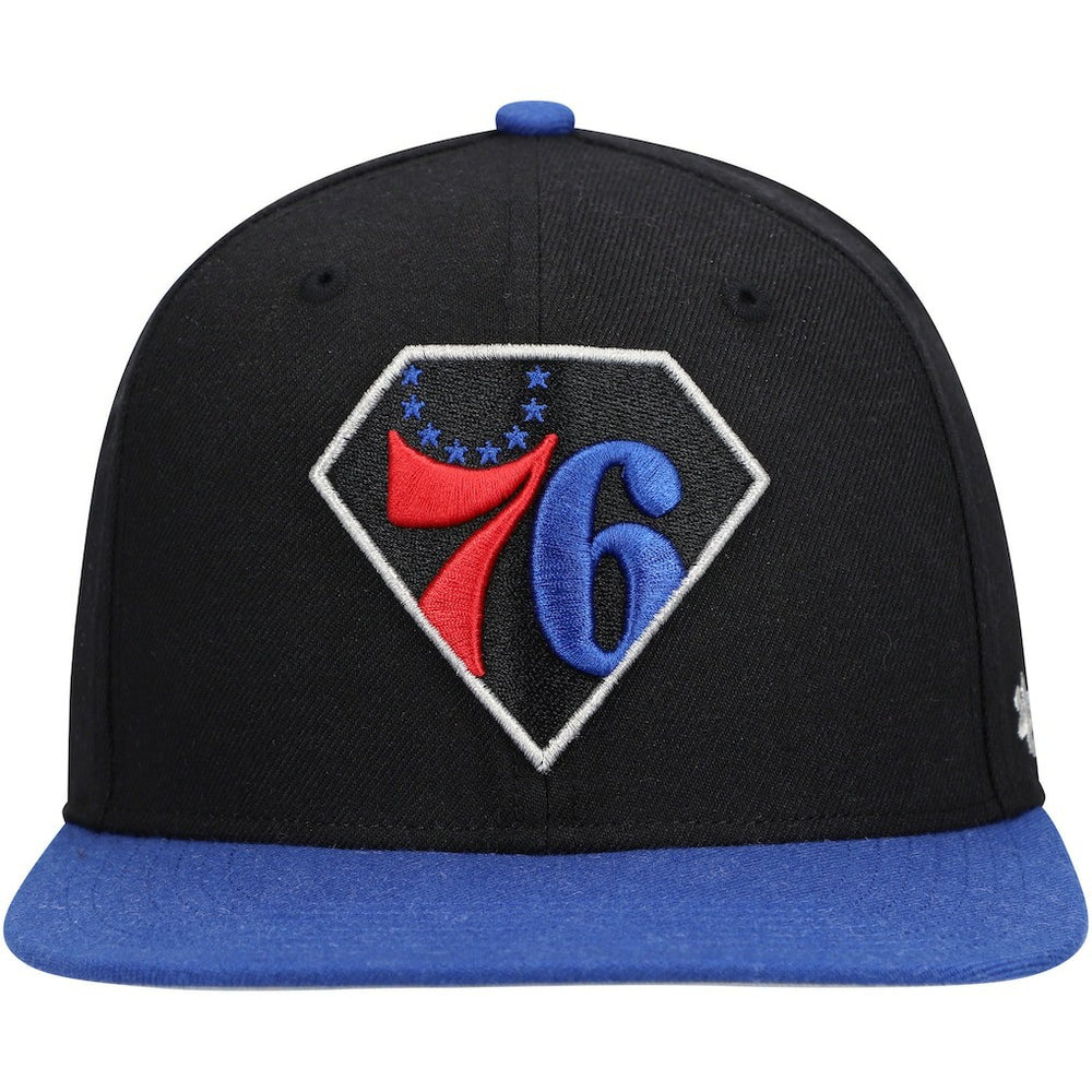 Black/Royal Philadelphia 76ers '47 75th Anniversary Carat Captain Snapback Hat | NBA