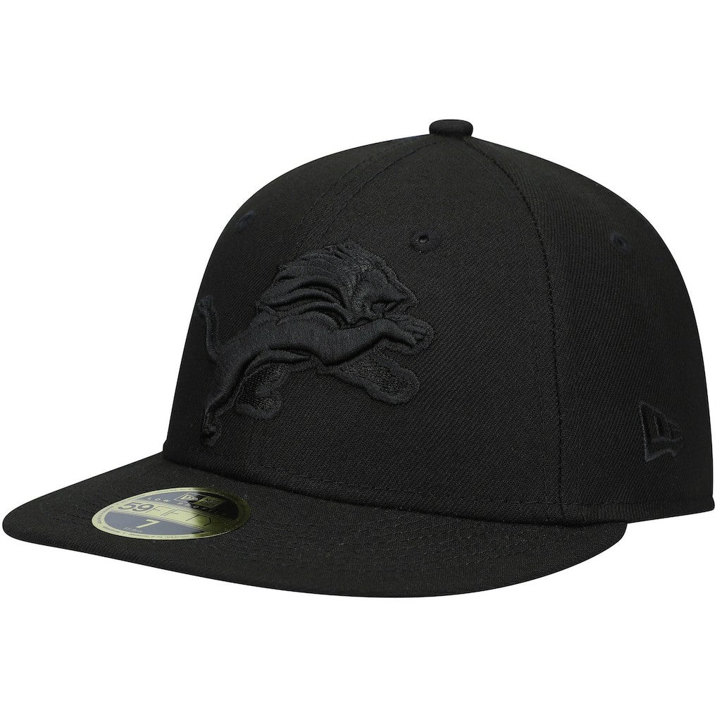 Detroit Lions Black on Black Low Profile 59FIFTY II Fitted Hat | NFL Discount