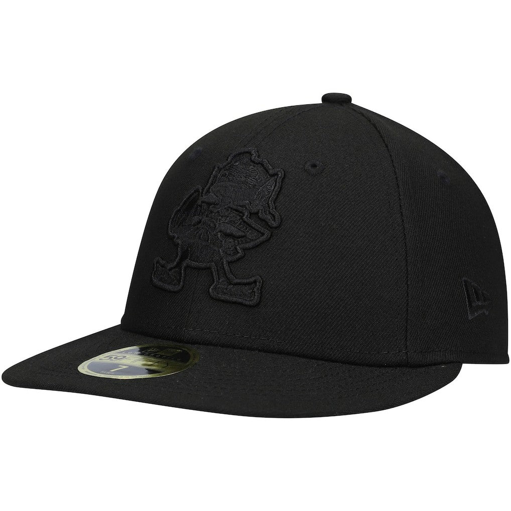 Cleveland Browns Historic Logo Black on Black Low Profile 59FIFTY II Fitted Hat | NFL Sale
