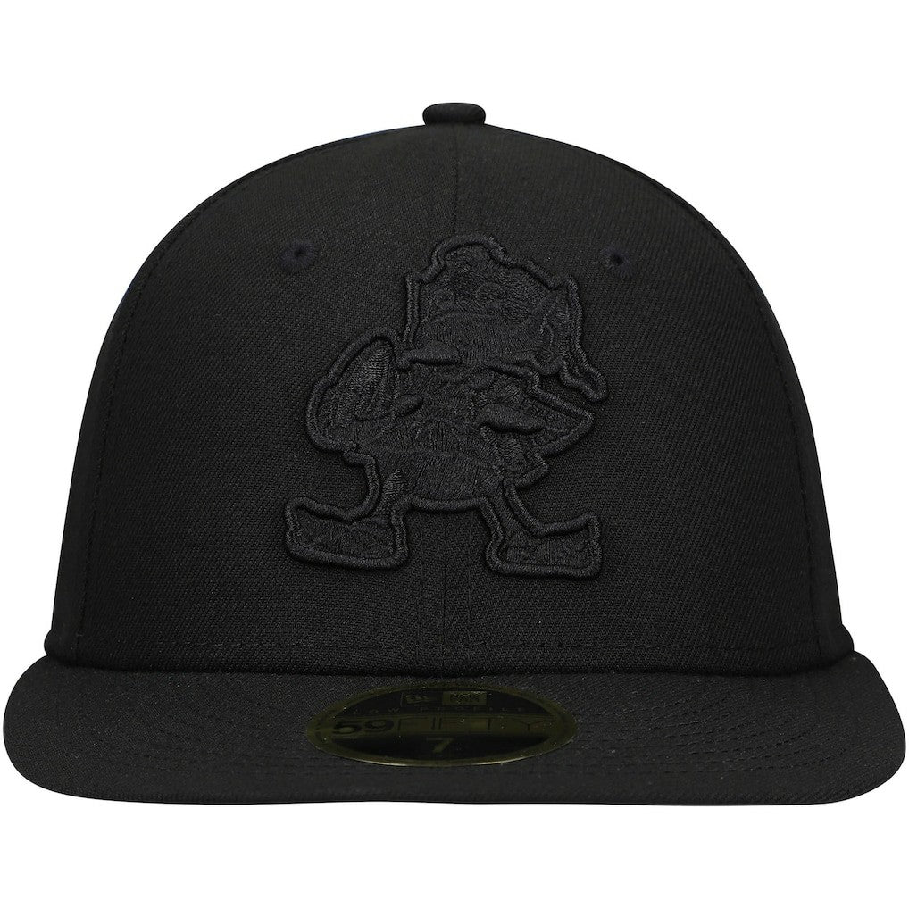 Cleveland Browns Historic Logo Black on Black Low Profile 59FIFTY II Fitted Hat | NFL Sale