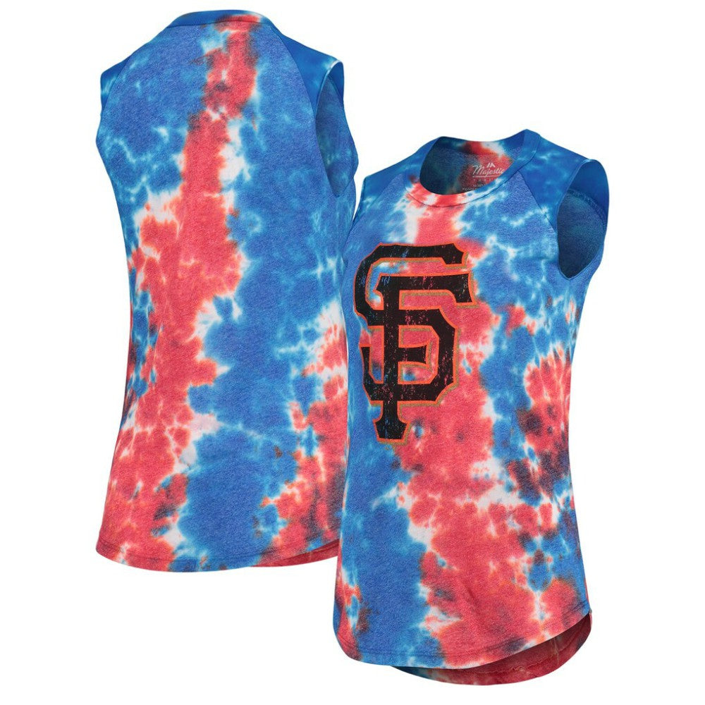 San Francisco Giants Majestic Threads Women's Tie-Dye Tri-Blend Muscle Tank Top - MLB Tanks