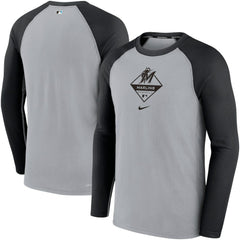 Miami Marlins Nike Game Authentic Collection Performance Raglan Long Sleeve T-Shirt - MLB T-shirts