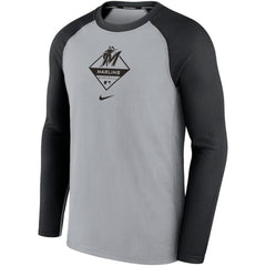 Miami Marlins Nike Game Authentic Collection Performance Raglan Long Sleeve T-Shirt - MLB T-shirts