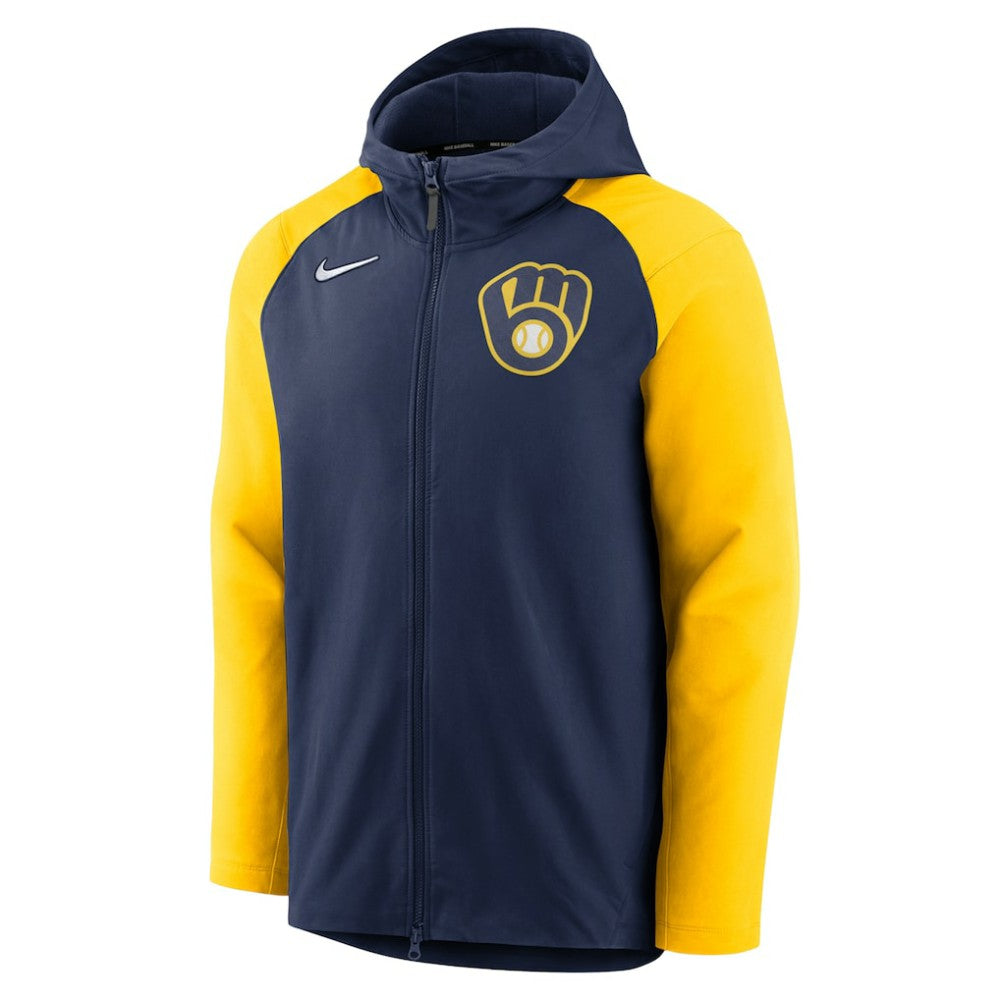 Milwaukee Brewers Nike Authentic Collection Performance Raglan Full-Zip Hoodie - MLB Hoodies