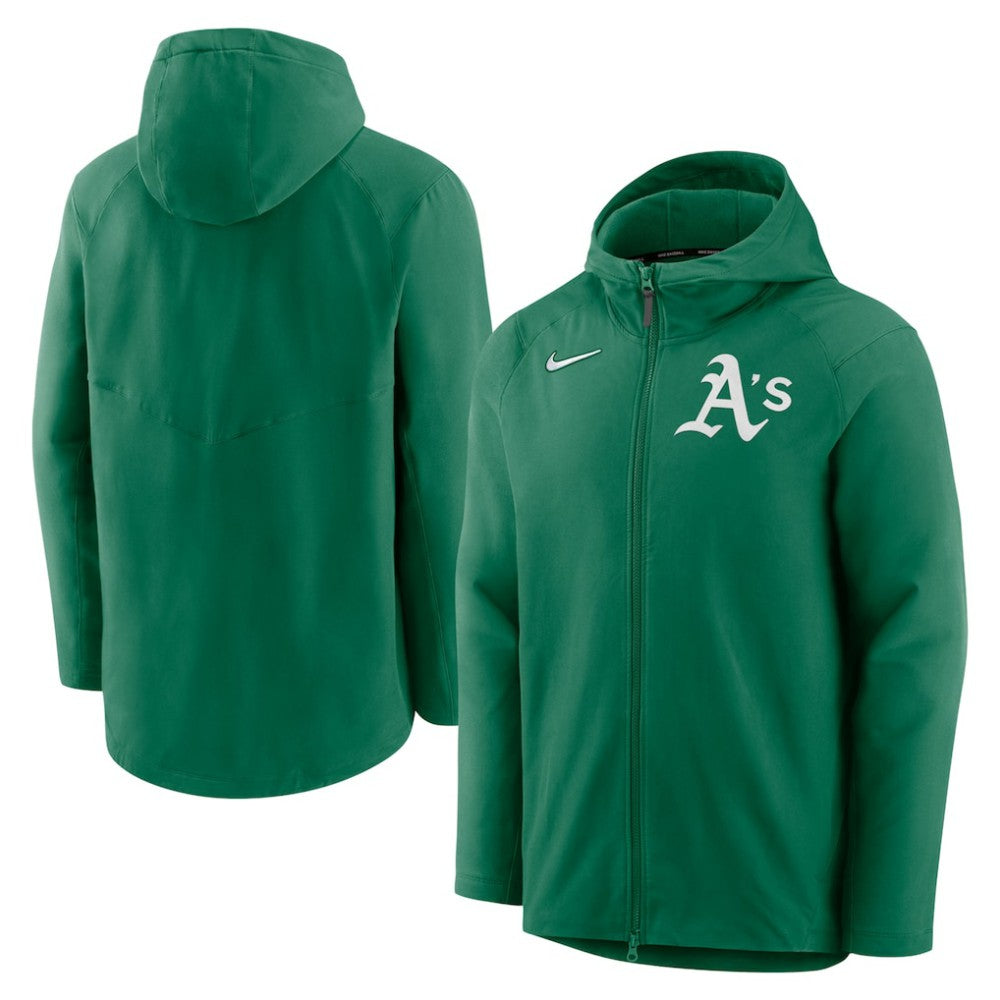 Athletics Nike Authentic Collection Performance Raglan Full-Zip Hoodie - MLB Hoodies
