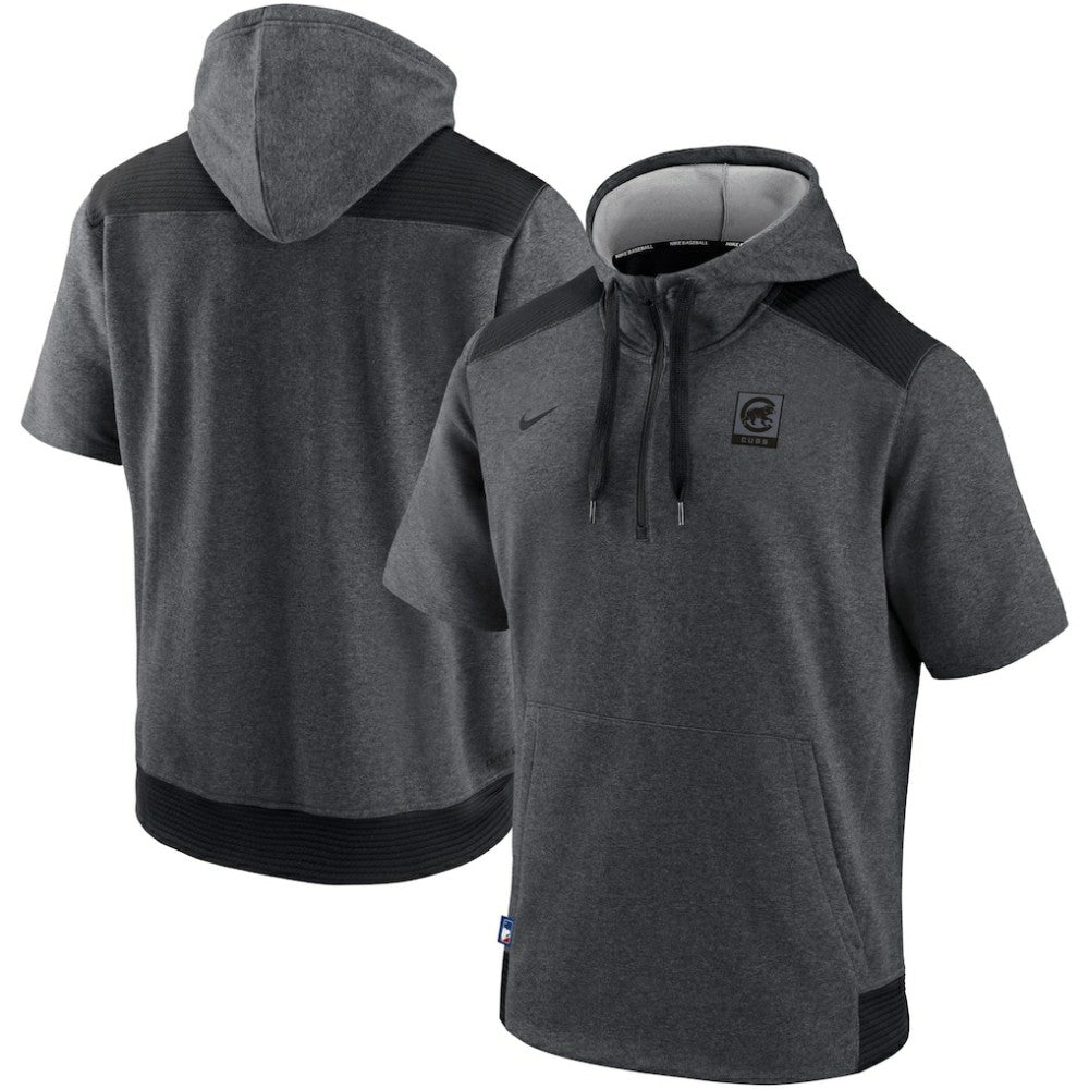 Chicago Cubs Nike Authentic Collection Dry Flux Performance Quarter-Zip Short Sleeve Hoodie - MLB Hoodies