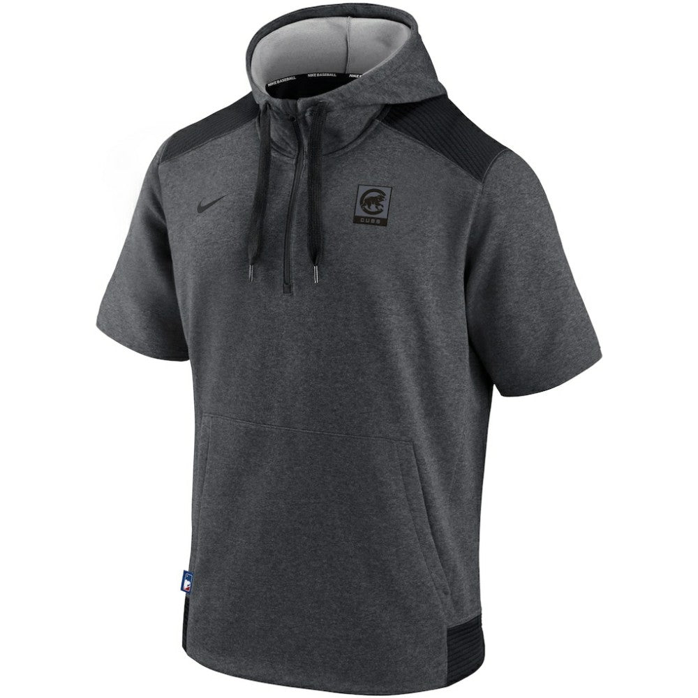 Chicago Cubs Nike Authentic Collection Dry Flux Performance Quarter-Zip Short Sleeve Hoodie - MLB Hoodies