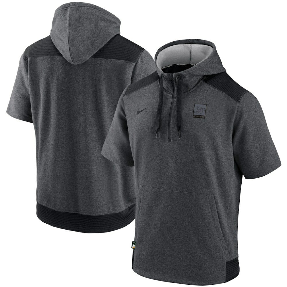 Athletics Nike Authentic Collection Dry Flux Performance Quarter-Zip Short Sleeve Hoodie - MLB Hoodies