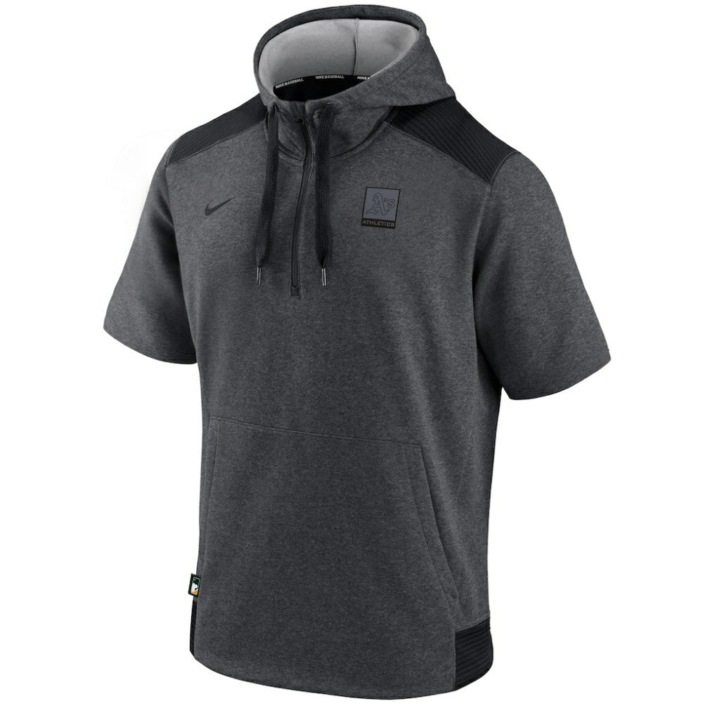 Athletics Nike Authentic Collection Dry Flux Performance Quarter-Zip Short Sleeve Hoodie - MLB Hoodies
