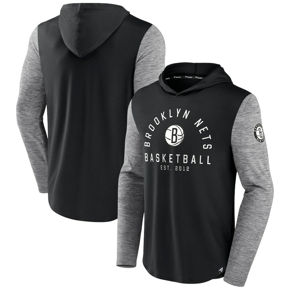 Black/Heathered Charcoal Brooklyn Nets Deep Rotation Performance Pullover Hoodie | NBA