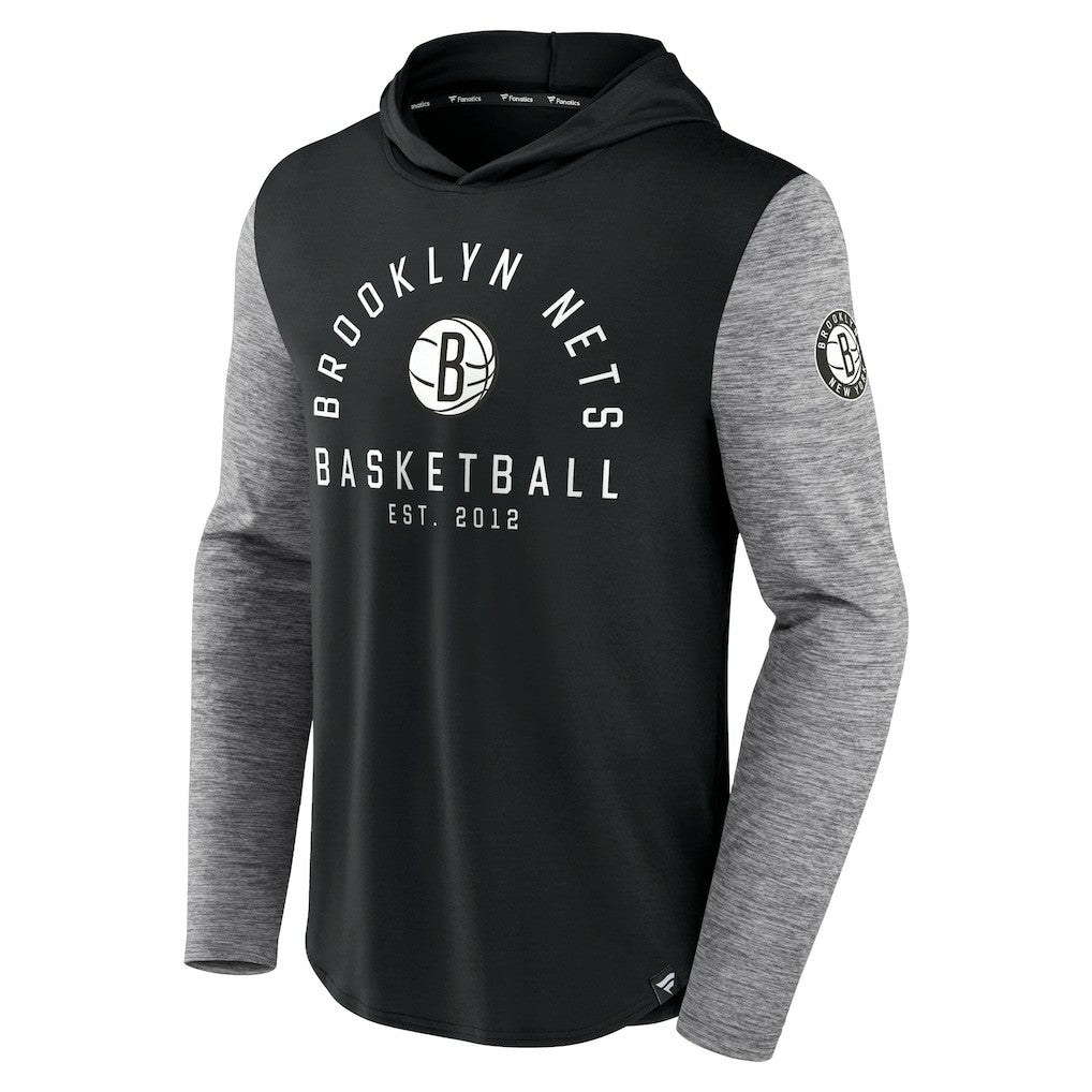 Black/Heathered Charcoal Brooklyn Nets Deep Rotation Performance Pullover Hoodie | NBA